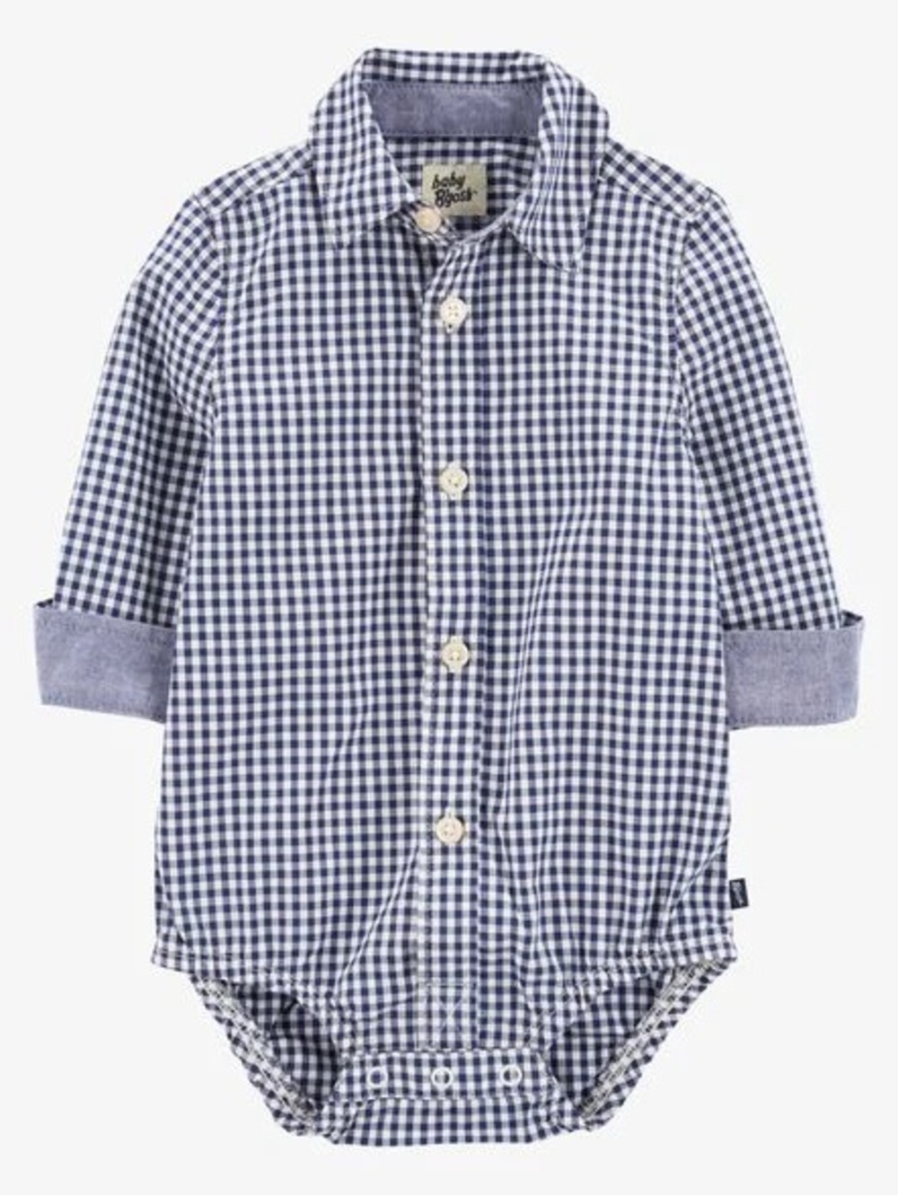 Oshkosh B’gosh Blue Gingham Print Button-Up Bodysuit